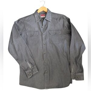 Wrangler Classic Gray Button Down Shirt – Workwear Minimalist, Clean Americana